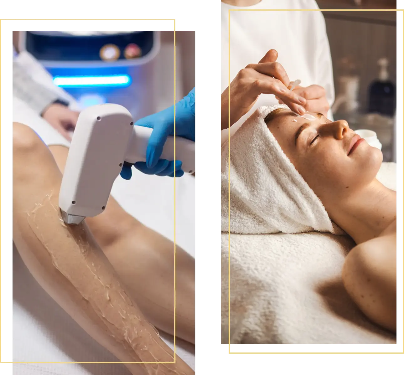 Laser hair removal and facial treatment session.