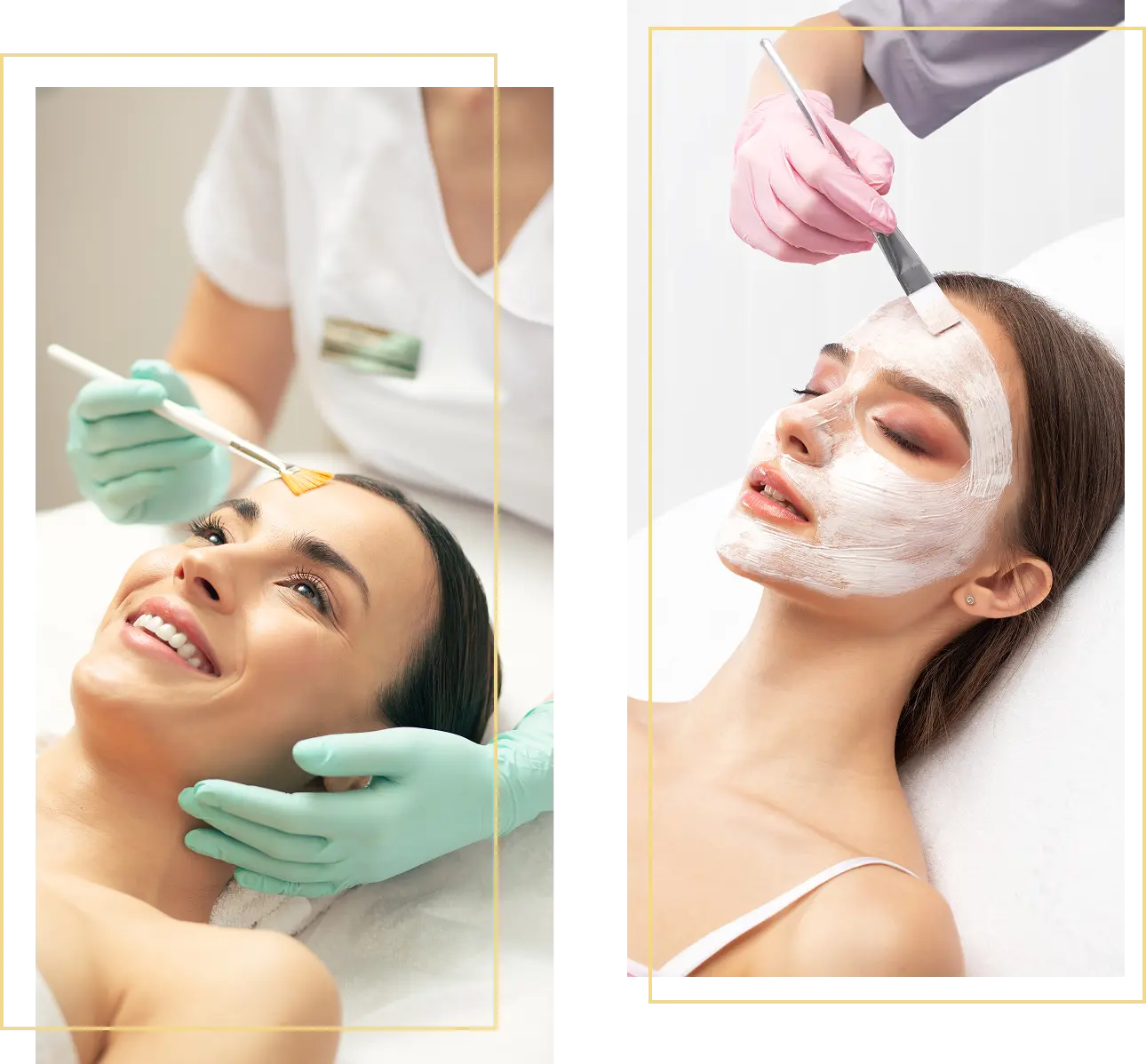 Facial treatment application on relaxing woman.